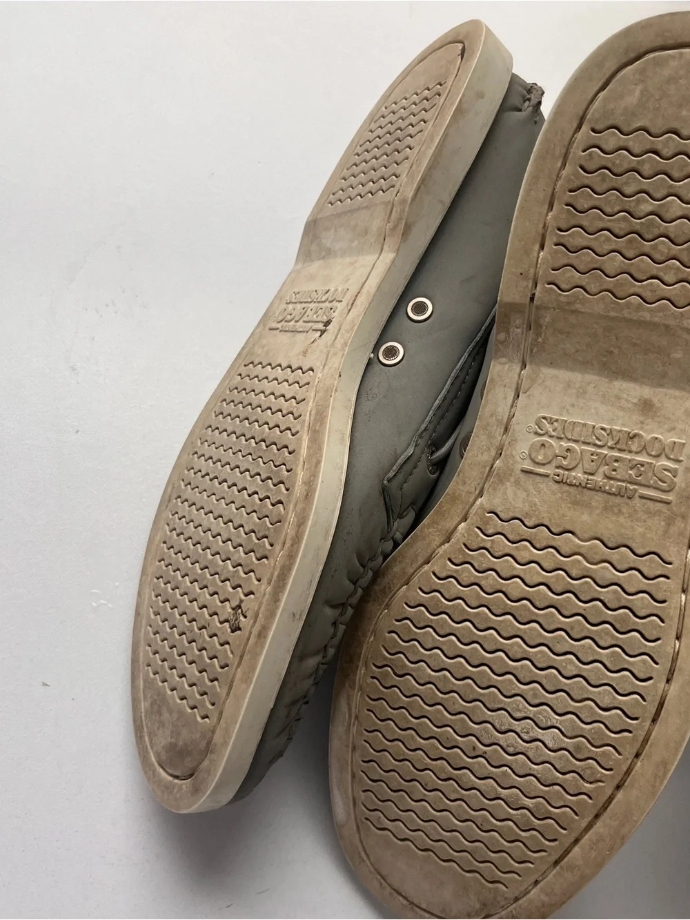 Sebago Dockside Boat Grey Leather Insole Shoe Togging Laces Size 8